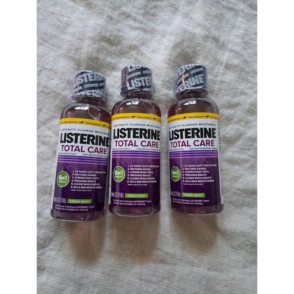 3oz Listerine Total Care Fresh Mint Anticavity Fluoride Mouthwash lot of 3